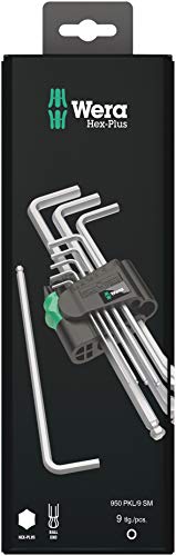 Wera 950 PKL/9 SM N SB Assortimento di Chiavi a L, metriche, cromate, 9 Pezzi