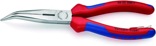 KNIPEX Pinza per Meccanica con Becchi Mezzotondi con Tronchese (Pinza a Becchi di Cicogna) Bonderizzata Nera, Incorporato per Agganciare Una Protezione Anticaduta 200 Mm