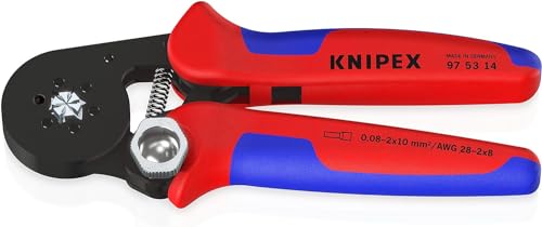 KNIPEX Pinza per Terminali a Bussola, con Regolazione Automatica per Crimpaggio Laterale Brunita, Rivestiti in Materiale Bicomponente 180 Mm