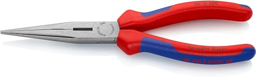 KNIPEX Pinza per Meccanica con Becchi Mezzotondi con Tronchese (Pinza A Becchi Di Cicogna) Bonderizzata Nera, Rivestiti in Materiale Bicomponente 200 Mm,