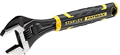 Stanley FMHT13127-0 Chiave regolabile FatMax 10' bi-materiale con funzione di apertura rapida, dimensioni in pollici e metriche, foro per appendere, nero/giallo