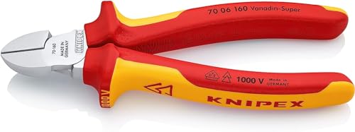 KNIPEX Tronchese Laterale per Meccanica Cromata, Isolati con Manici Rivestiti in Materiale Bicomponente, Collaudati Vde 160 Mm 70 06 160