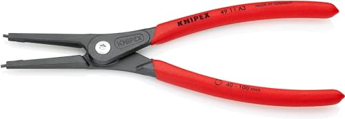 KNIPEX Pinza di Precisione per Anelli di Sicurezza per Anelli di Sicurezza Esterni Su Alberi Bonderizzata Grigia, Rivestiti in Resina Sintetica Antiscivolo 225 Mm