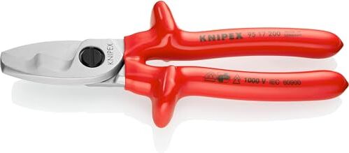 KNIPEX Cesoia per Cavi con Doppio Tagliente Cromata, Isolati ad Immersione, Collaudati Vde 200 Mm