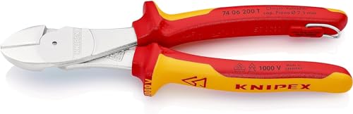 KNIPEX Tronchese Laterale per Meccanica Tipo Forte Cromata, Isolante, Collaudati Vde; Incorporato per Agganciare Una Protezione Anticaduta 200 Mm