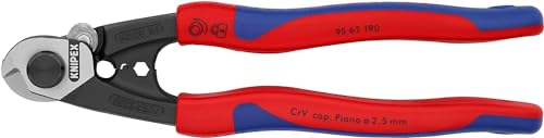 KNIPEX Cesoia per Funi in Acciaio Anche per Funi Metalliche Altamente Resistenti Brunita, Rivestiti in Materiale Bicomponente 160 Mm (Confezione Self-Service/Blister) 95 62 160 Sb