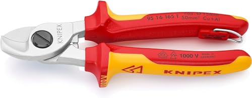 KNIPEX Cesoia per Cavi Cromata, Isolante, Collaudati Vde; Incorporato per Agganciare Una Protezione Anticaduta 165 Mm (Confezione Self-Service/Blister)