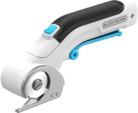 Black & Decker , TAGLIERINO ELETTRICO 3.6V- Impugnatura anti-scivolo, Grilletto di sicurezza, Ricarica tramite cavo USB-C, Una lama inclusa, Autonomia di 35/40 minuti