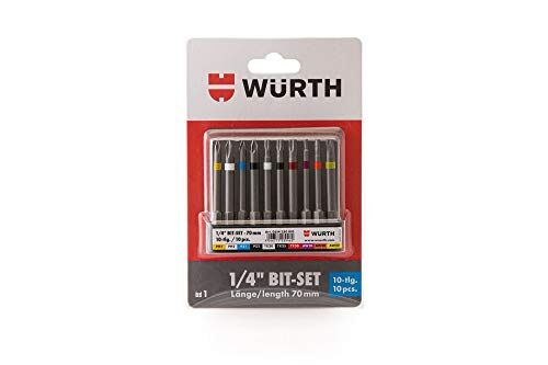 Würth Assortimento di punte da 1/4" con clip per cintura, 10 pezzi (art. n.: )