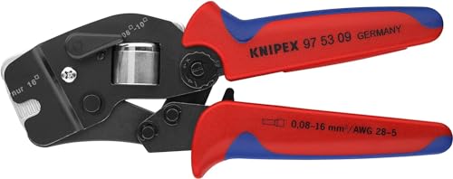 KNIPEX Pinza per Terminali a Bussola, con Regolazione Automatica per Crimpaggio Frontale Brunita, Rivestiti in Materiale Bicomponente 190 Mm