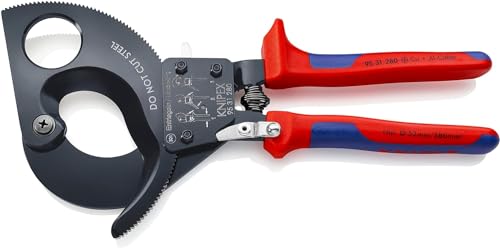 KNIPEX Cesoia a Cremagliera (Sistema a Cricchetto) Verniciata Nera, Rivestiti in Materiale Bicomponente 280 Mm (Confezione Self-Service/Blister)