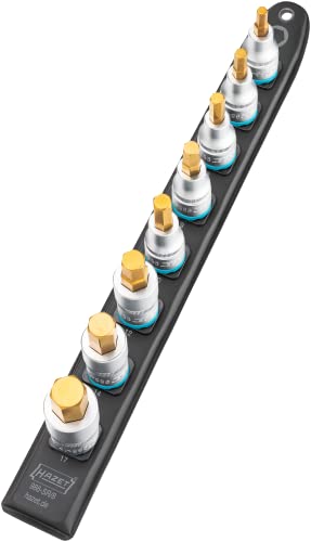 Hazet Smart Rail con base magnetica, 8 fessure, azionamento: quadrato 12,5 mm (1/2"), uscita: profilo esagonale interno, striscia di plastica per chiave a bussola
