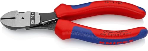 KNIPEX Tronchese Laterale per Meccanica Tipo Forte Bonderizzata Nera, Rivestiti in Materiale Bicomponente 160 Mm