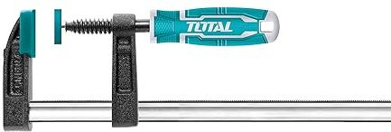 Total Tools Sergente di serraggio   200x50mm   Forza di serraggio massima di 170 kg   Con leva di rilascio automatico   Per lavori di falegnameria   Per contenere pezzi   Plastica nera