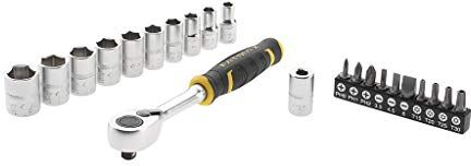 Stanley FATMAX  Set cricchetto FATMAX att. 1/4" con Chiavi a Bussola e inserti-22 pz, Nero