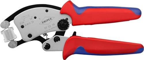 KNIPEX Twistor16 Pinza per Terminali a Bussola, con Regolazione Automatica con Testa di Crimpaggio Girevole Cromata, Rivestiti in Materiale Bicomponente 200 Mm