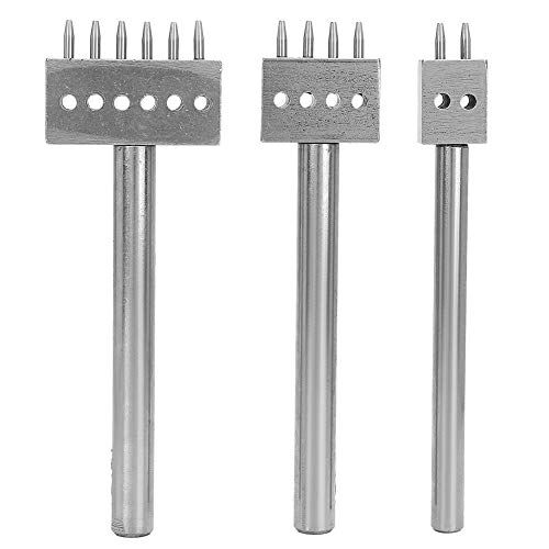 Garosa Strumento di cucitura in pelle con testa a punta diversa Set di strumenti per perforatore spaziatura 3 pezzi per cucitura fai-da-te Scalpello Artigianato in pelle(6mm)