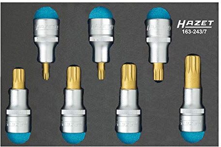 Hazet Serie di Inserti Chiave a Bussola per Giraviti Xzn, Oro, Attacco Quadro, Cavo, 12.5 mm 1/2 di Pollice