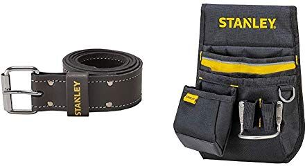 Stanley STST1-80119 Cintura in cuoio per foderi porta utensili & 1-96-181 Fodero Porta Utensili