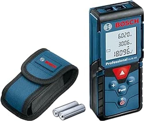 Bosch GLM 40 Distanziometro Laser con Funzione di Memorizzazione, Confezione in Cartone, Custodia Protettiva, Blu, Misurazione: 0.15 40 m, 2 Pile a Stilo da 1.5 V