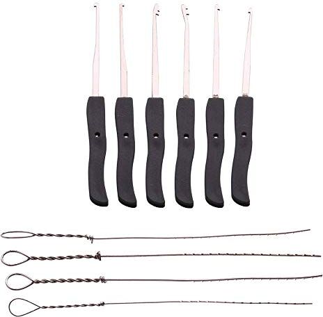 Loboo Idea Set di estrattori per chiavi rotte Home Depot Utensili per la rimozione di ganci LockPick (10 pezzi, nero)