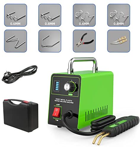 AUTOAND 220V Auto Plastic Repair Welder Kit, 15W/35W/45W/65W/80W Hot Staple Torch Welder per la riparazione di paraurti auto in plastica con 600 punti metallici, forbici e coltello