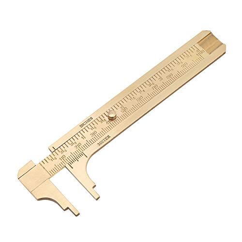 Akozon Calibro a corsoio retrò, 1 pc Mini manometro in ottone Calibro a corsoio tascabile Strumento di misurazione del righello Scale doppie mm/pollici(100mm)