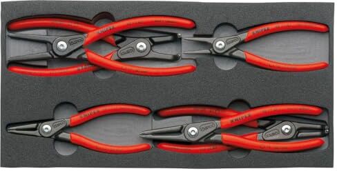 KNIPEX Assortimento di Pinze di Precisione per Anelli di Sicurezza in Inserti di Materiale Espanso