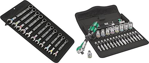 Wera 05020013001 6000 Joker 11 Set 1, Kit con chiavi combinate a cricchetto, metrico, 11-teilig & 8100 SA 6 Kit con cricchetto Zyklop Speed, attaco da 1/4", metrico, 28 pezzi