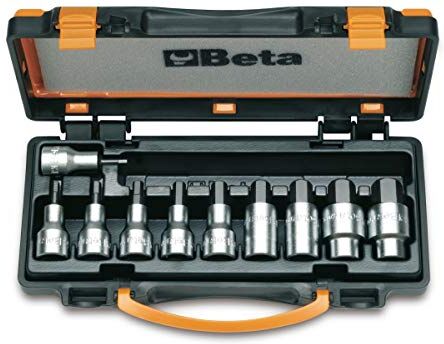 BETA 920PE/C10 Chiavi a Bussola Maschio Esagonale Quadro Femmina 1/2" Cromate 10 Pezzi