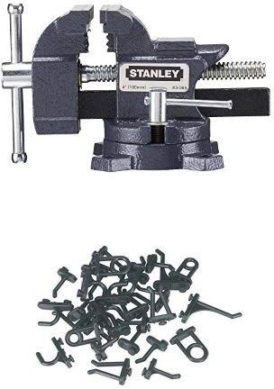 Stanley FatMax Morsa da Banco Uso Leggero + Sealey Ganci Assortiti per Pareti Forate, 30 pezzi