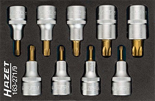 Hazet Serie di Inserti Chiave a Bussola per Giraviti Torx, Oro, Attacco Quadro, Cavo, 12.5 mm 1/2 di Pollice