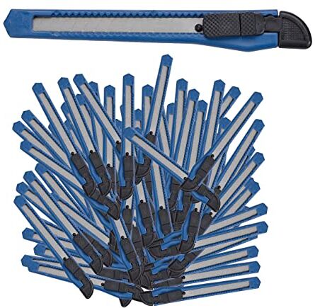 Relaxdays Taglierini in Set da 100, a Scatto, Lama da Spezzare, per Cartone, da Bricolage, Blu, 9 Mm