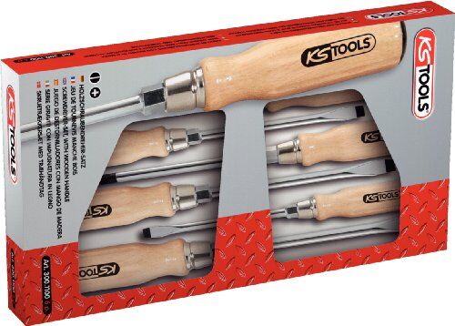 KS TOOLS Serie di giraviti ERGO WOOD,6 pzPH+ a intaglio