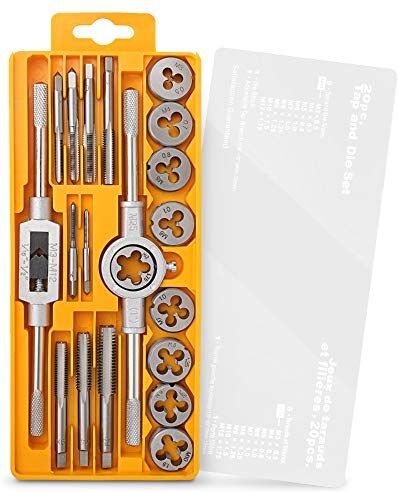 Hi-Spec Set di maschi filettatori e filiere metriche da 20 pezzi Kit per maschiature fai da te, tagli, filettature, sagomature, lavorazioni manuali per il fai da te in casa, garage e officina