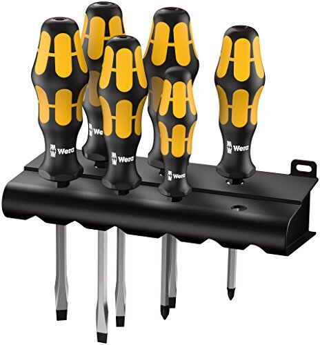 Wera , 932 S/6 Assortimento di giraviti Kraftform; il giravite-scalpello della  + rack, 6 pezzi