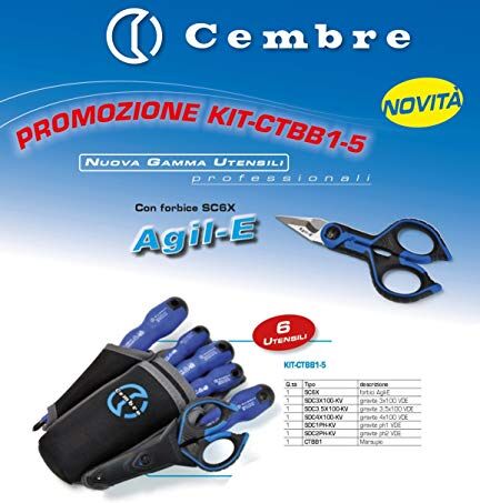 Cembre Kit Marsupio Assortito Leggero CTBB1-5 Contenente Forbici Agil-E SC6X e 5 Giraviti