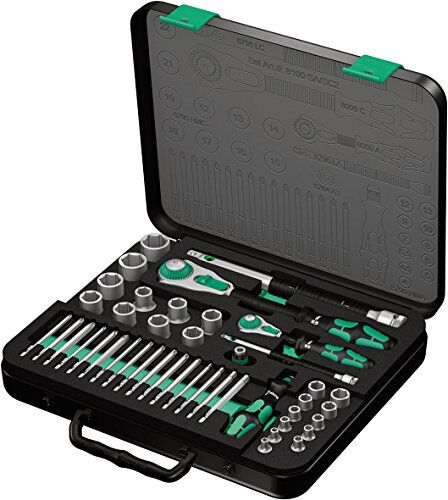 Wera , 8100 SA/SC 2 Kit con cricchetto Zyklop Speed con attacco da 1/4" e 1/2", metrico, 43 pezzi