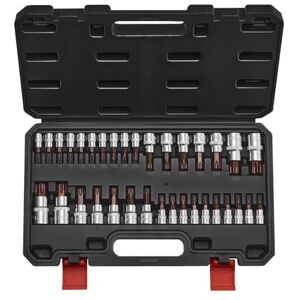 VEVOR Set di Bussole Torx, 34 Pezzi, a Stella Piena e Antimanomissione T6 a T70, Acciaio Legato S2 e Acciaio Cr-V, Attacchi 0,63/0,95/1,27 cm, con Custodia di Stoccaggio, Uso Manuale VEVOR Set di Bussole Torx, 34 Pezzi, a Stella Piena e Antimanomissione T6 a T70, Acciaio Legato S2 e Acciaio Cr-V, Attacchi 0,63/0,95/1,27 cm, con Custodia di Stoccaggio, Uso Manuale