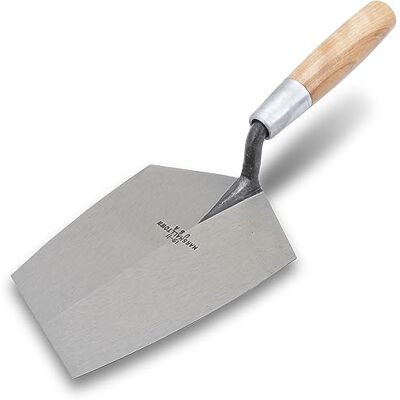 Marshalltown Frattazzo a secchio , cazzuola da muratore, cazzuola da intonacatore con manico in legno in acciaio al carbonio, larghezza della cazzuola: 210 mm Marshalltown Frattazzo a secchio , cazzuola da muratore, cazzuola da intonacatore con manico in legno in acciaio al carbonio, larghezza della cazzuola: 210 mm