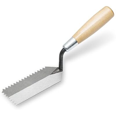 Marshalltown Frattazzo per bordi seghettati , intaglio a V con 6x4,5 mm e manico in legno, frattazzo stretto per posti stretti, dimensioni: 127x51 mm Marshalltown Frattazzo per bordi seghettati , intaglio a V con 6x4,5 mm e manico in legno, frattazzo stretto per posti stretti, dimensioni: 127x51 mm