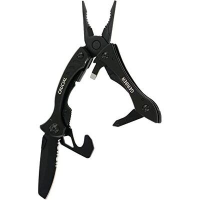 Gerber Multi-Tool con 9 Funzioni e Clip da Cintura, Crucial, con Taglierina da Cintura e Blocco Della Fodera, Lunghezza Aperta: 9,1 Cm, Nero, 31-001518 Gerber Multi-Tool con 9 Funzioni e Clip da Cintura, Crucial, con Taglierina da Cintura e Blocco Della Fodera, Lunghezza Aperta: 9,1 Cm, Nero, 31-001518