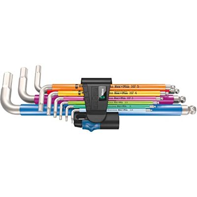 Wera Assortimento chiavi a L, 3950/9 Hex-Plus Multicolour HF Assortimento chiavi a L in acciaio Inox, metriche, con funzione di ritegno, 9 pezzi Wera Assortimento chiavi a L, 3950/9 Hex-Plus Multicolour HF Assortimento chiavi a L in acciaio Inox, metriche, con funzione di ritegno, 9 pezzi