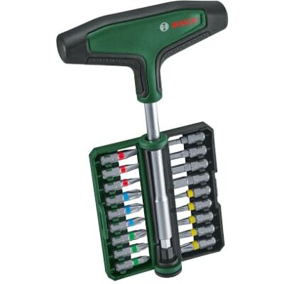 Bosch Bit-Schraubendreher-Set mit T-Griff 19-teilig (Zubehör Handwerkzeug) Bosch Bit-Schraubendreher-Set mit T-Griff 19-teilig (Zubehör Handwerkzeug)