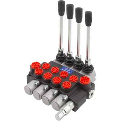 STI Distributore oleodinamico per trattori / escavatori PTN G1/2 AB G3/8 4 leve: P40 Distributore Idraulico a doppio effetto con ritorno a molla, Portata 40 L/min, Pressione massima 200 bar STI Distributore oleodinamico per trattori / escavatori PTN G1/2 AB G3/8 4 leve: P40 Distributore Idraulico a doppio effetto con ritorno a molla, Portata 40 L/min, Pressione massima 200 bar