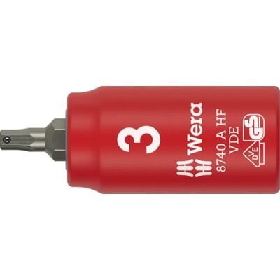 Wera 8740 A VDE HF Zyklop Bussole isolate, attacco da 1/4", con funzione di ritegno per bussole esagonali, 3 x 45 mm Wera 8740 A VDE HF Zyklop Bussole isolate, attacco da 1/4", con funzione di ritegno per bussole esagonali, 3 x 45 mm