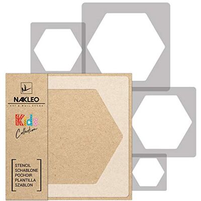 Nakleo Stencil di Pittura per Bambini, Set di 5 Pezzi da 9x9 a 34x34cm Piastrella Di Miele Esagono, Modelli Plastica e Riutilizzabili di Stanza Decorazione, Sagome DIY Fai-da-te, Mobili Muro Legno Nakleo Stencil di Pittura per Bambini, Set di 5 Pezzi da 9x9 a 34x34cm Piastrella Di Miele Esagono, Modelli Plastica e Riutilizzabili di Stanza Decorazione, Sagome DIY Fai-da-te, Mobili Muro Legno