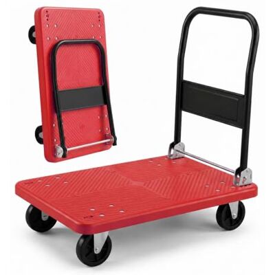 Relaxdays carrello da trasporto pieghevole fino a 300 kg, rosso Piattaforma XL, impugnatura, 2 ruote girevoli + 2 fisse Relaxdays carrello da trasporto pieghevole fino a 300 kg, rosso Piattaforma XL, impugnatura, 2 ruote girevoli + 2 fisse