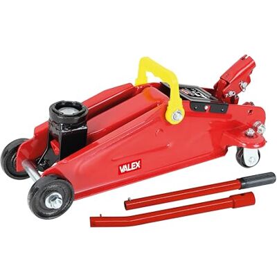 Valex Cric Idraulico a Carrello 2T – Portata 2000 kg, Altezza 135–340 mm, Maniglia Trasporto, Valigetta in Plastica Inclusa Valex Cric Idraulico a Carrello 2T – Portata 2000 kg, Altezza 135–340 mm, Maniglia Trasporto, Valigetta in Plastica Inclusa