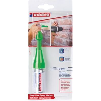 Edding Marxman 8870 Marxman Pennarello spray per aree inaccessibili, 1 pennarello, verde fluorescente, marcatura dei fori, profondità fino a 50 mm, vernice a gesso fluorescente Edding Marxman 8870 Marxman Pennarello spray per aree inaccessibili, 1 pennarello, verde fluorescente, marcatura dei fori, profondità fino a 50 mm, vernice a gesso fluorescente